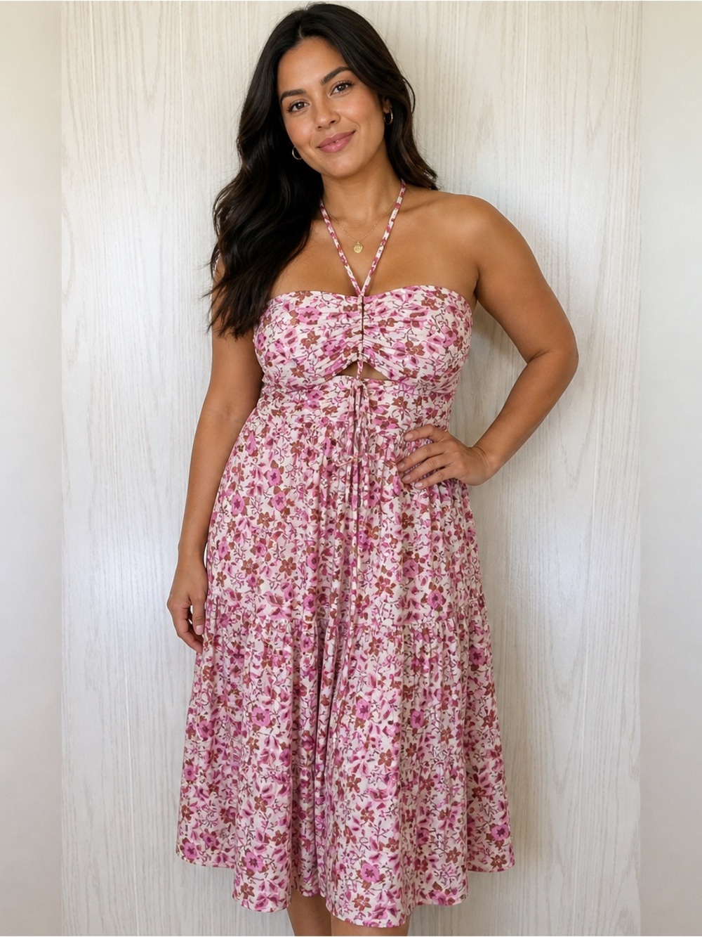 Jason Wu Floral Print Stretchy Keyhole Convertible Halter Midi Dress Size S NWOT
